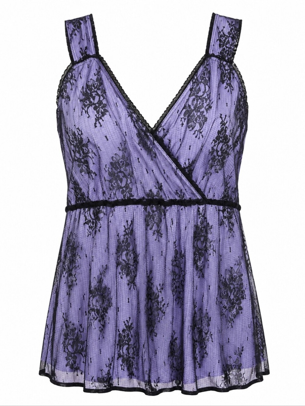 STUDIO 1940 | Purple Whimsigoth Dark Romance Cami‎ Tank Black Floral Lace | 18W
